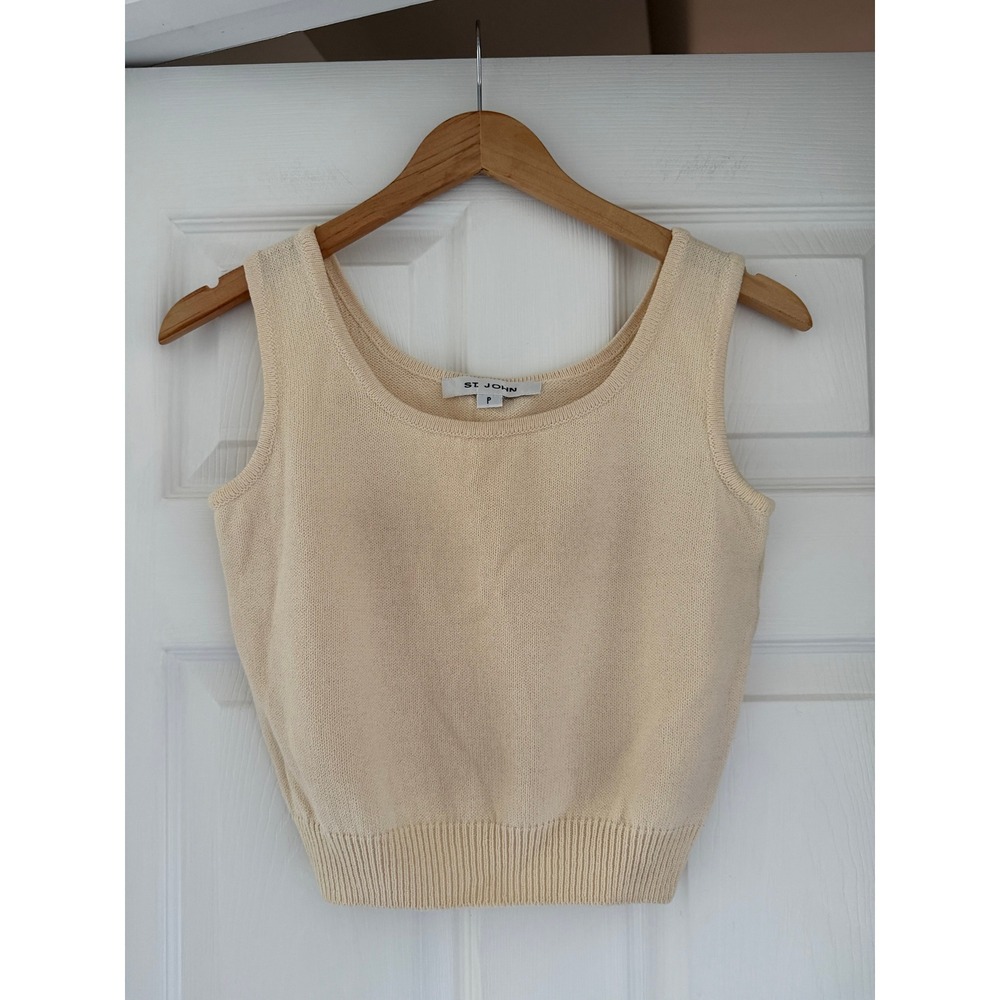 Vintage St. John Womens Cream Tank Top Neutral Cleangirl